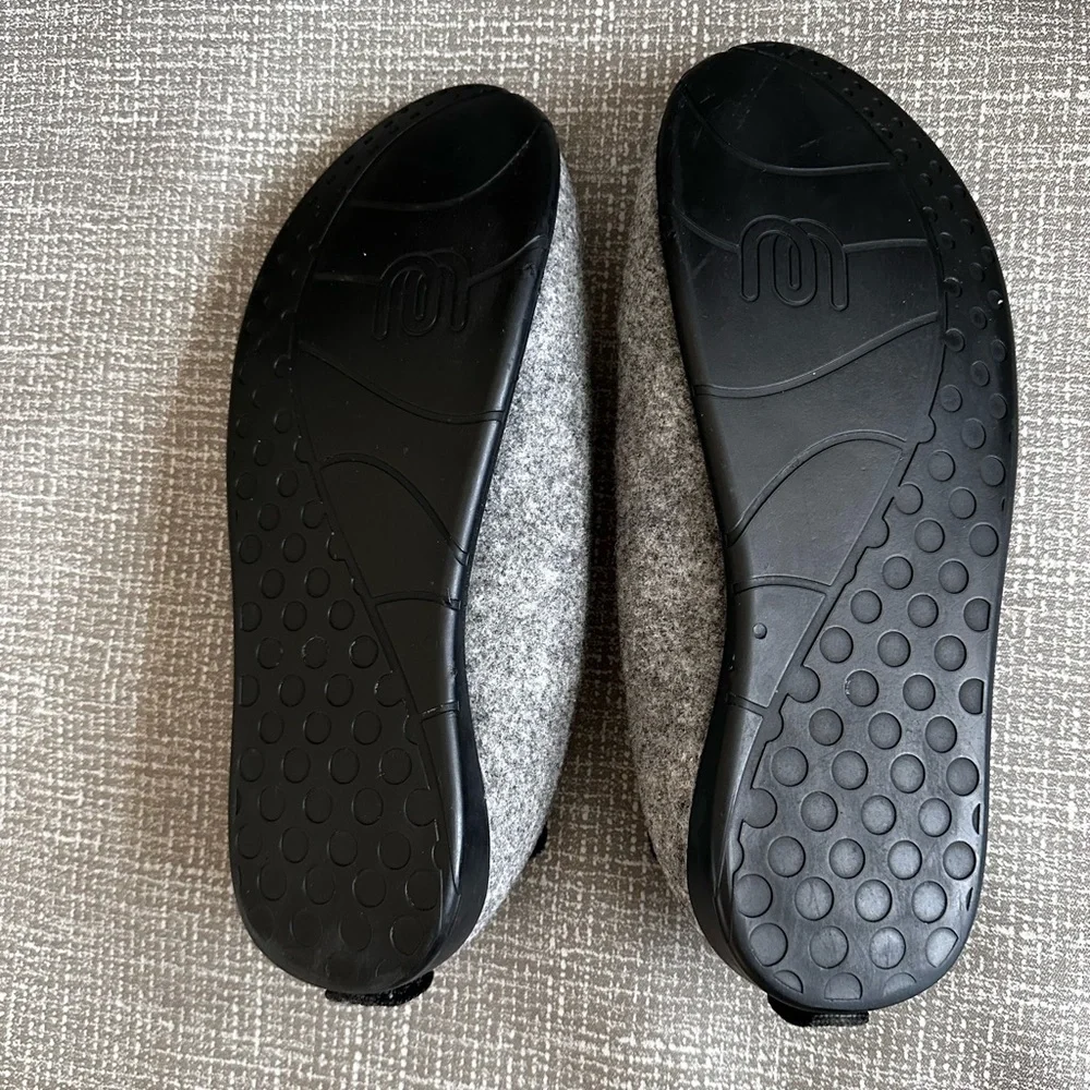 Mahabis Classic Larvik Felt Slippers EU 40 Gray Black Wool Indoor Outdoor Shoes